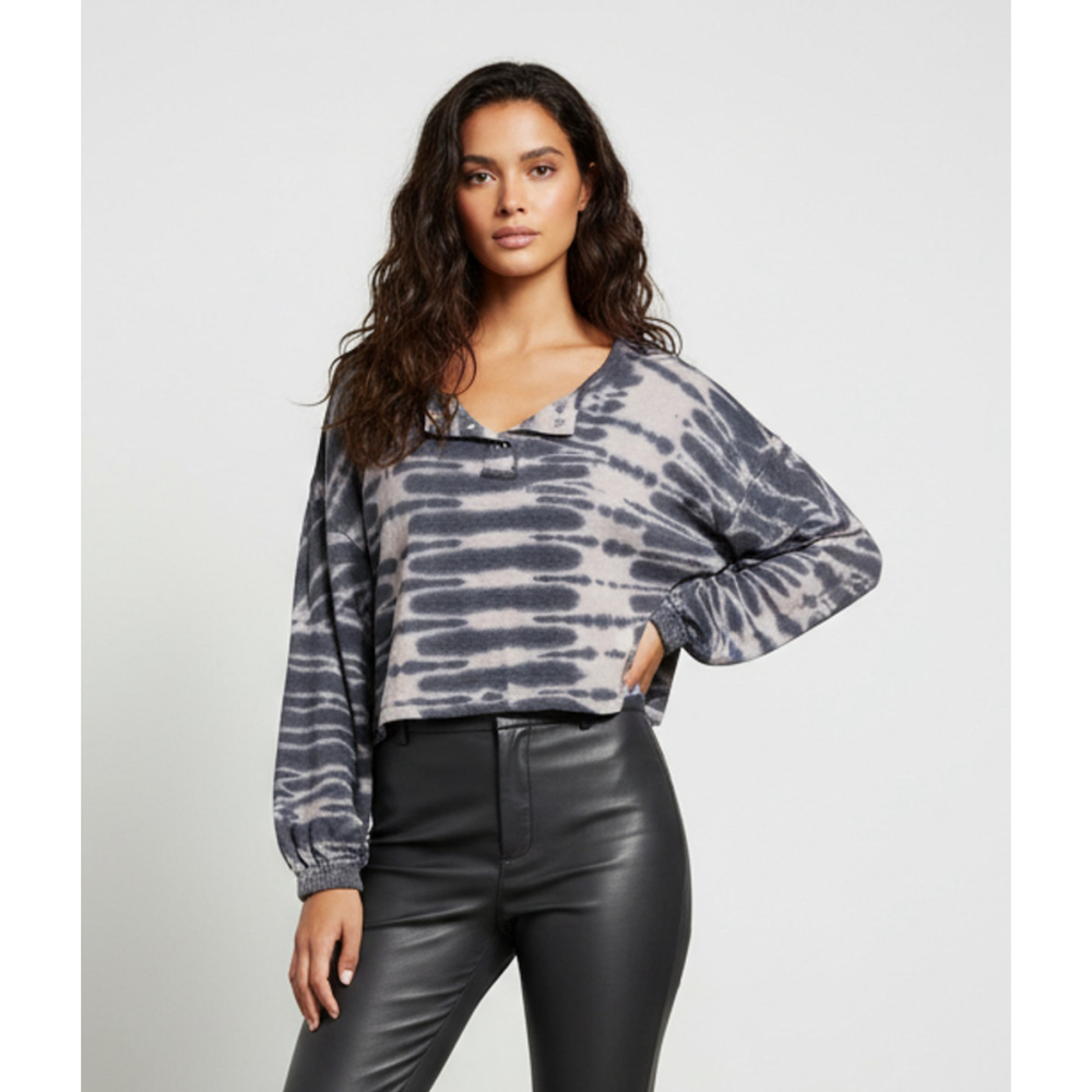 Urban Rebel Tie Dye Oversized Crop Fleece Balloon Sleeve Sweatshirt Size XL